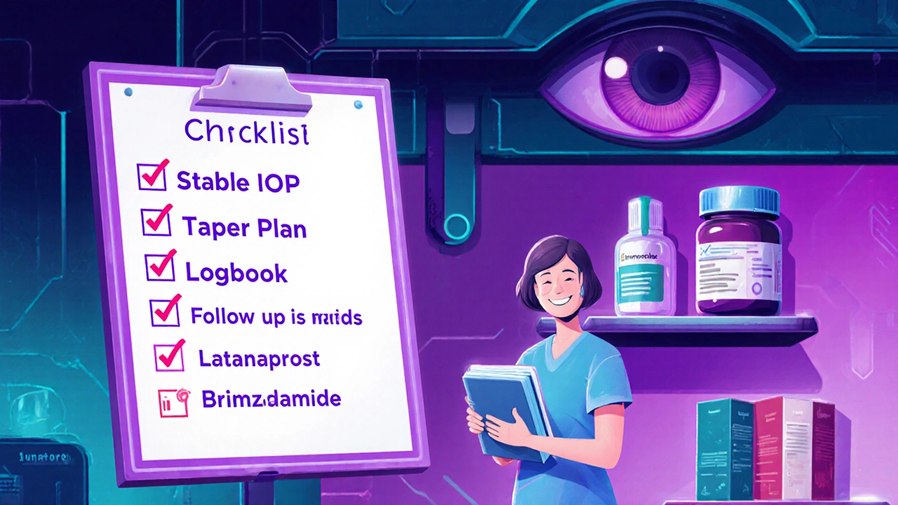 Retro‑futuristic checklist board with ticked items and alternative medication bottles.