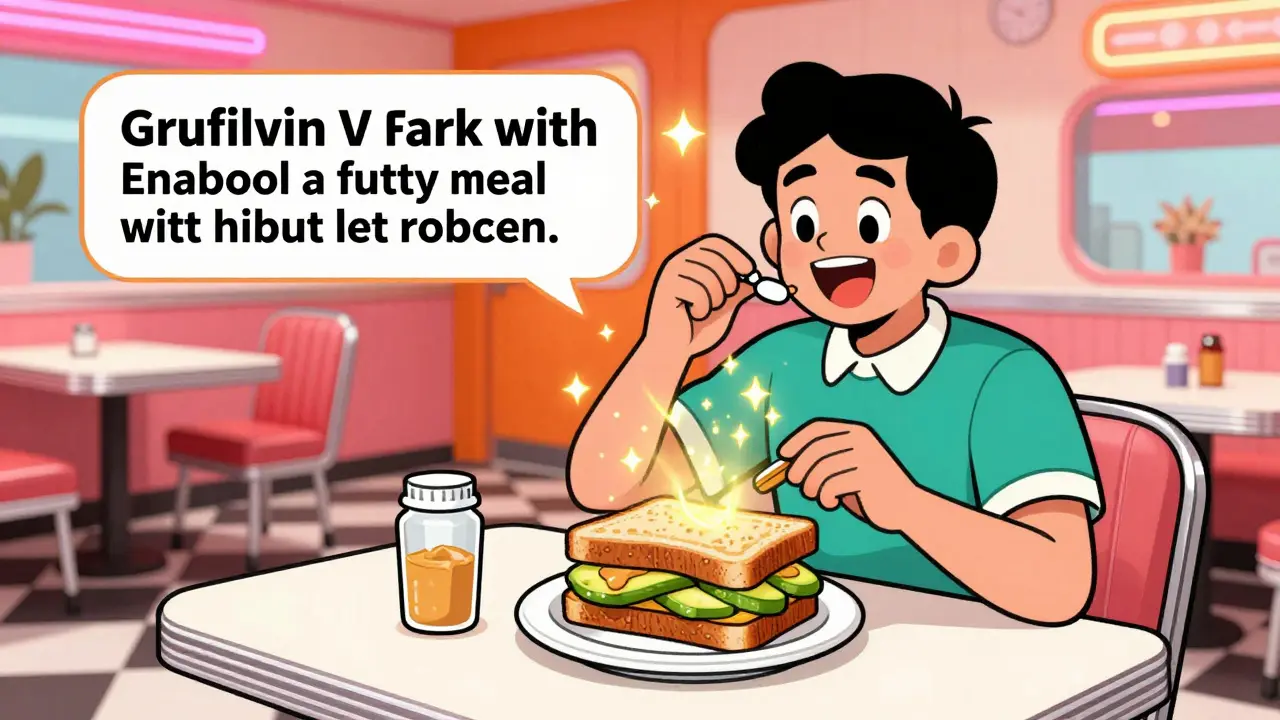 Person taking pill with fatty meal for better absorption
