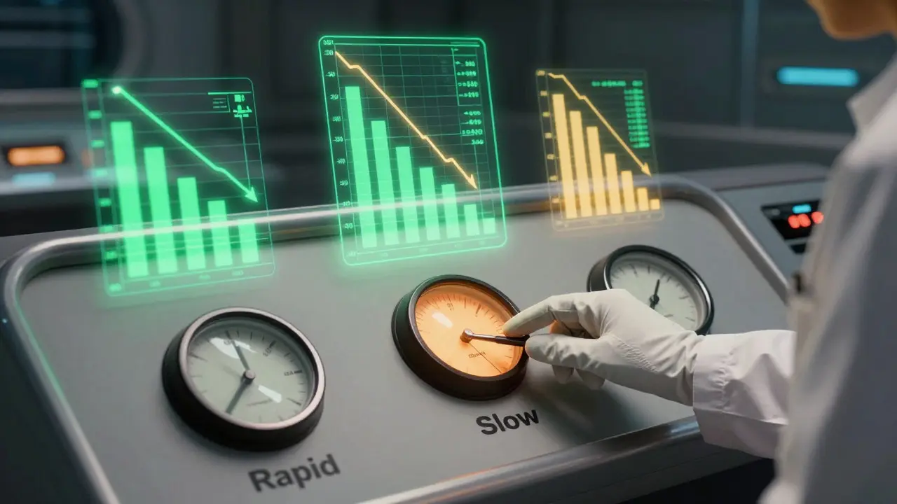 Futuristic control panel adjusting steroid tapering phases