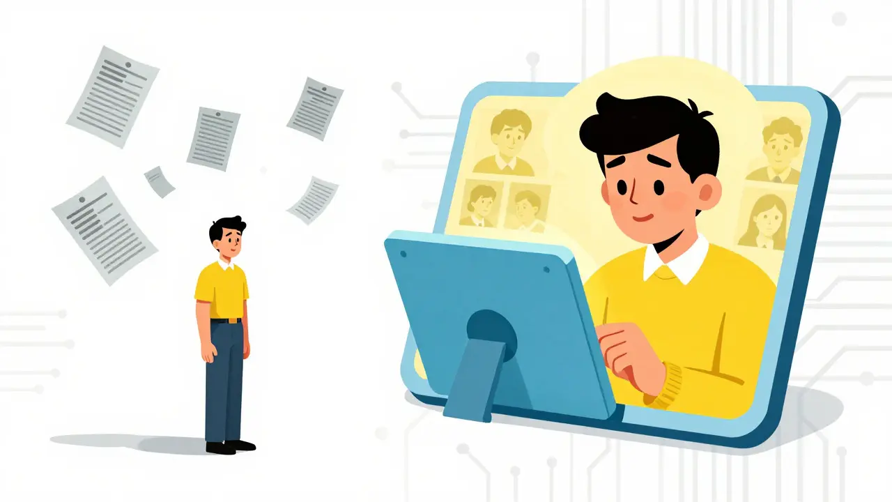 Contrast between lonely patient and connected peer support via tech